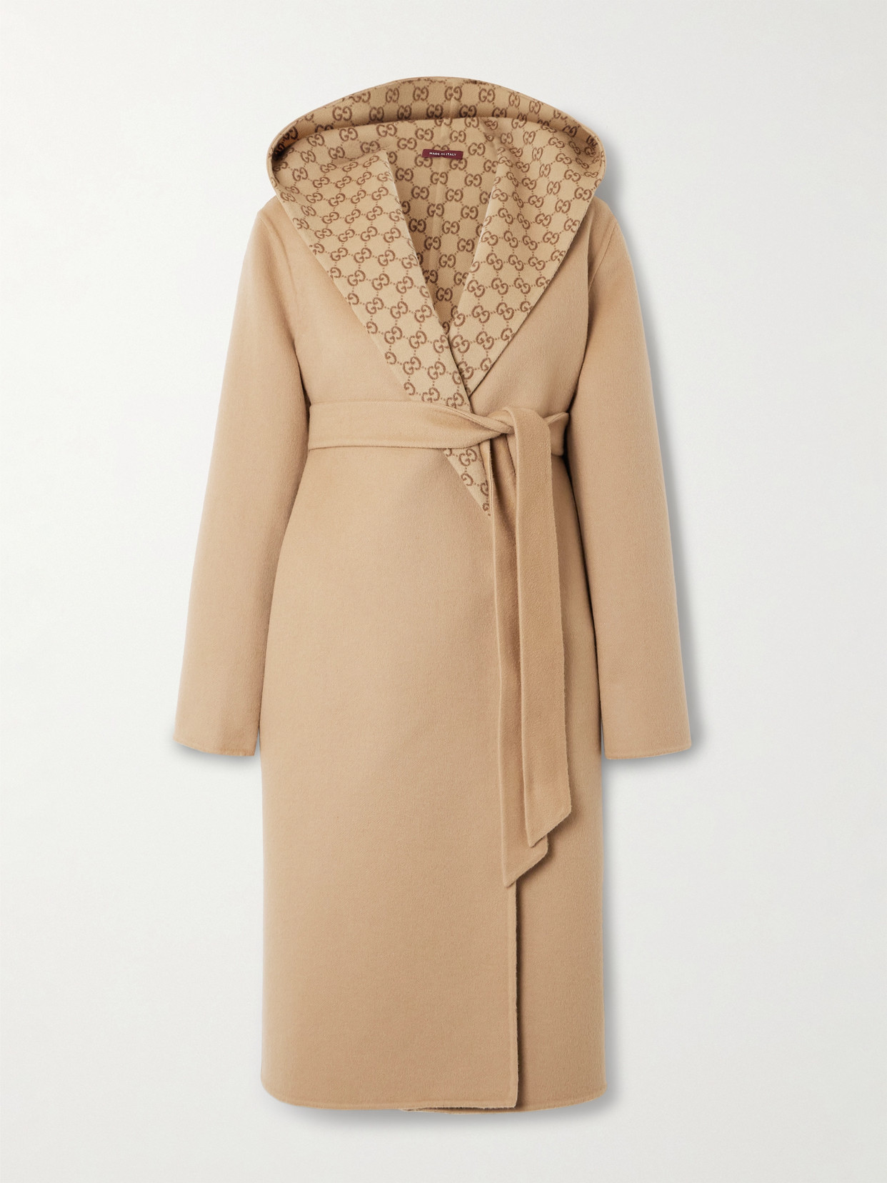 Reversible Hooded Belted Wool And Silk-Blend Coat