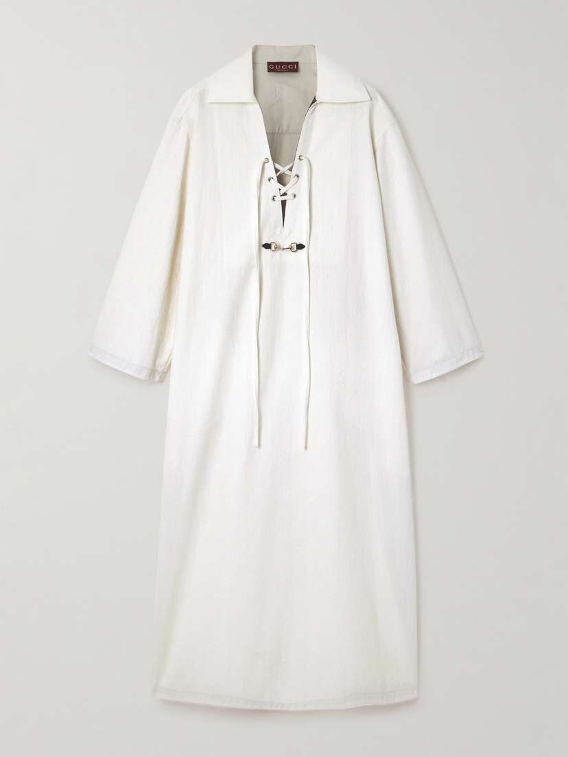 Gucci Horsebit-detailed Cotton-jacquard Midi Dress