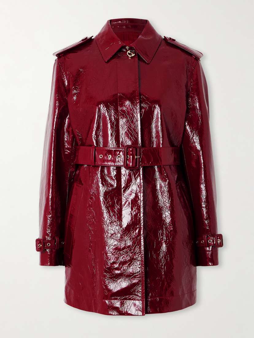 Gucci Crinkled Patent-leather Trench Coat