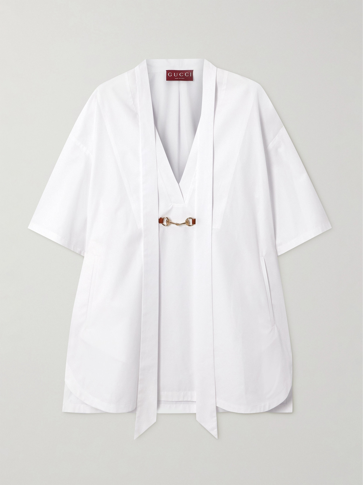 Gucci Cotton Poplin Dress With Horsebit In White