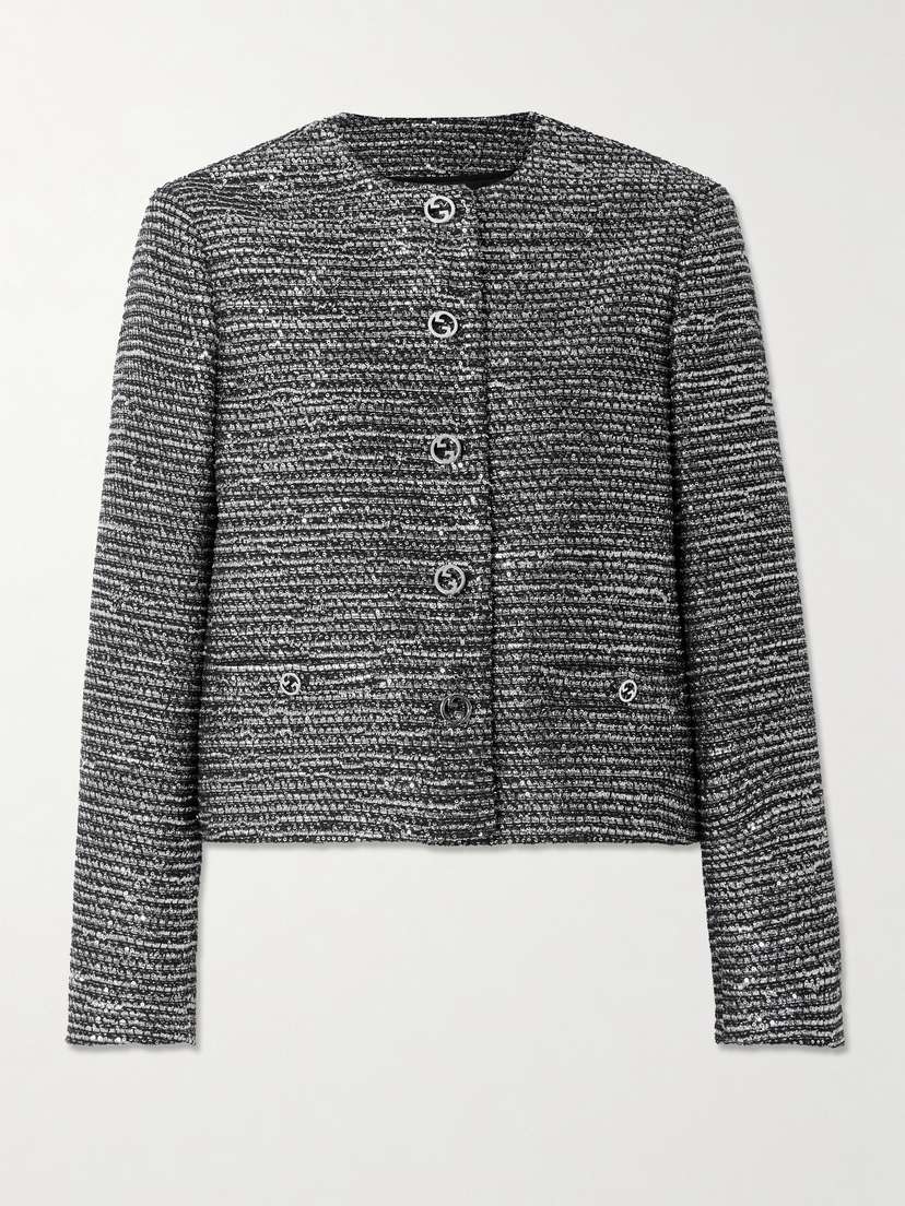 Gucci Cropped Sequined Wool-blend Jacket