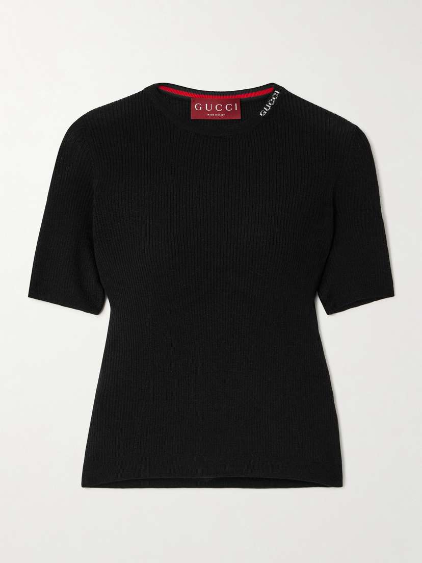 Gucci Ribbed Wool And Silk-blend Sweater