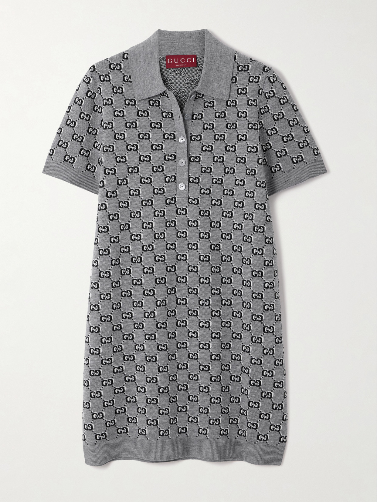 Gucci Gg Monogram Polo Reversible Mini Dress In Gray