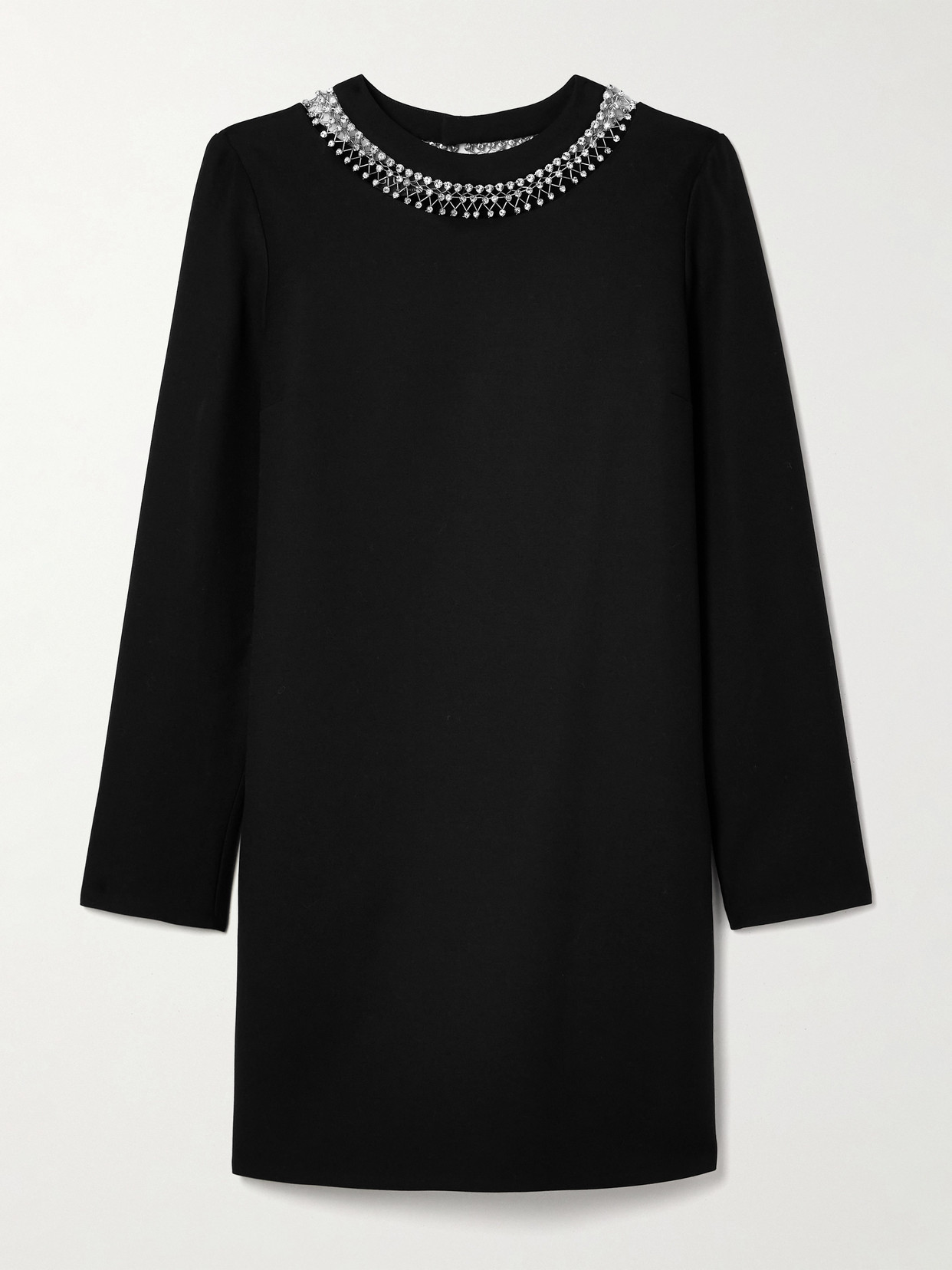 Gucci Embellished Silk And Wool-blend Cady Mini Dress In Black