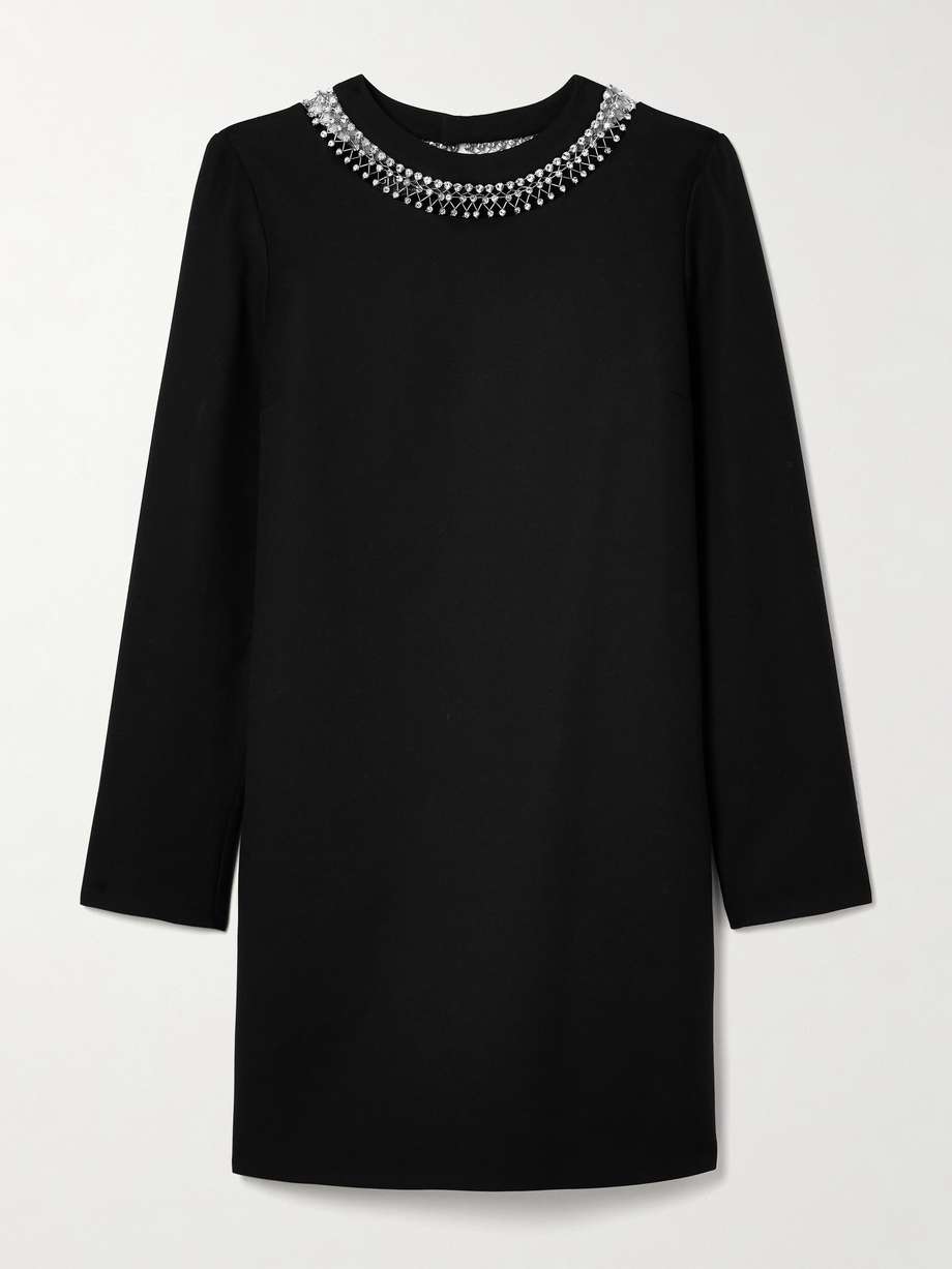 embellished silk and wool-blend cady mini dress