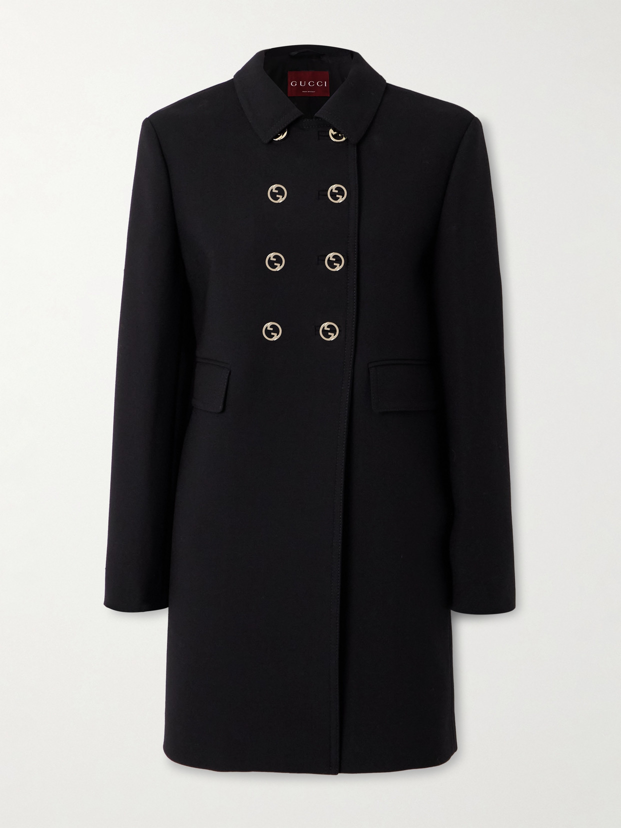 Gucci Double-breasted Wool-blend Twill Coat In Black