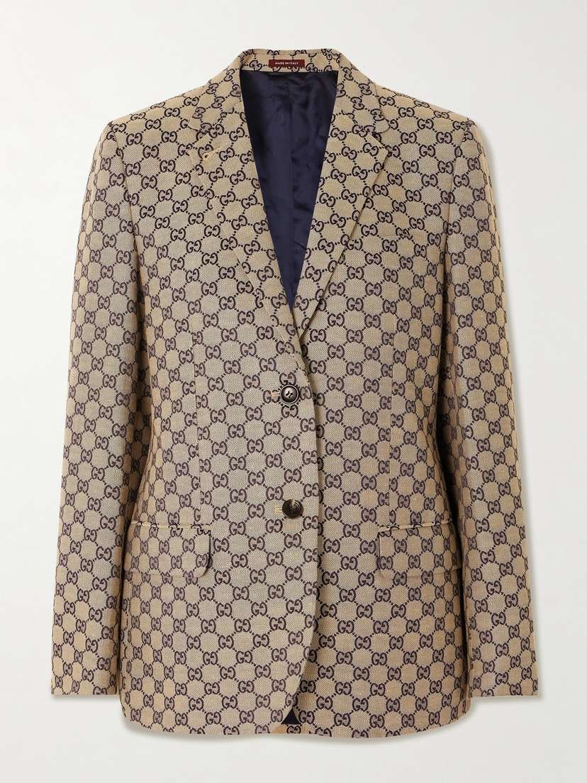 Gucci Linen-blend Canvas-jacquard Blazer