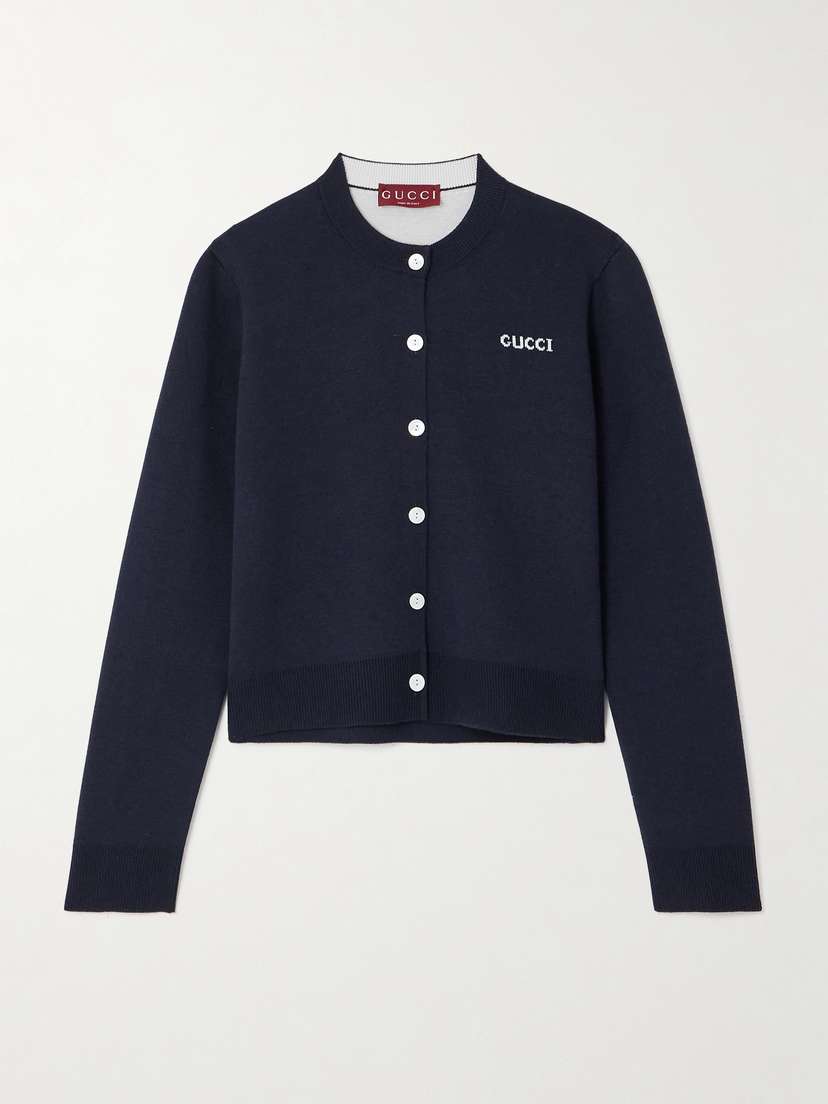 Gucci Cropped Intarsia-knit Cardigan