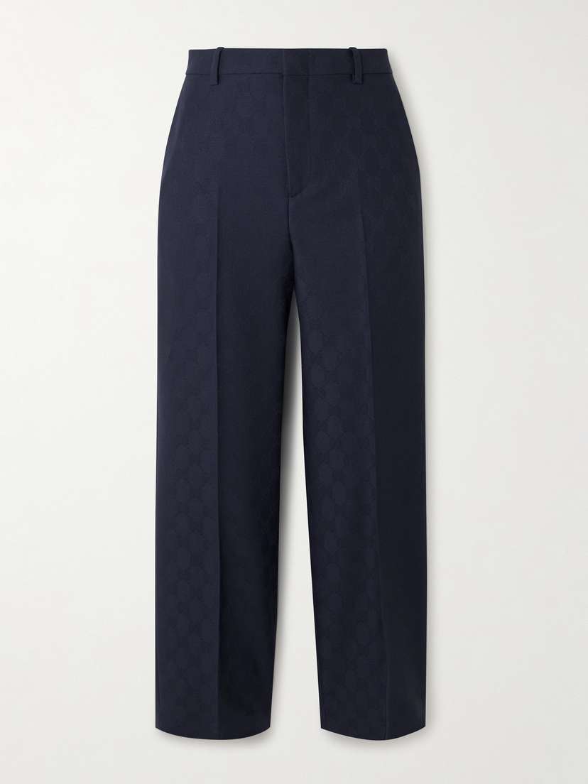 Gucci Cropped Wool-jacquard Straight-leg Pants