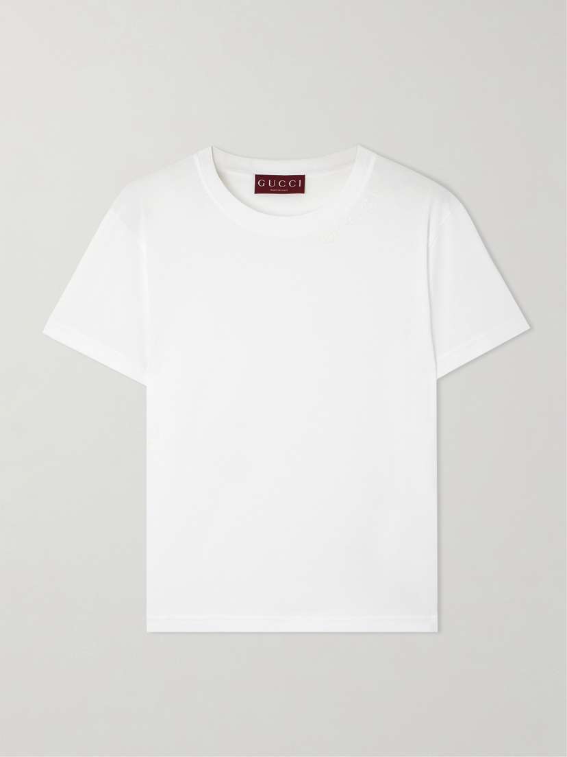 Gucci Logo-embroidered Cotton-jersey T-shirt