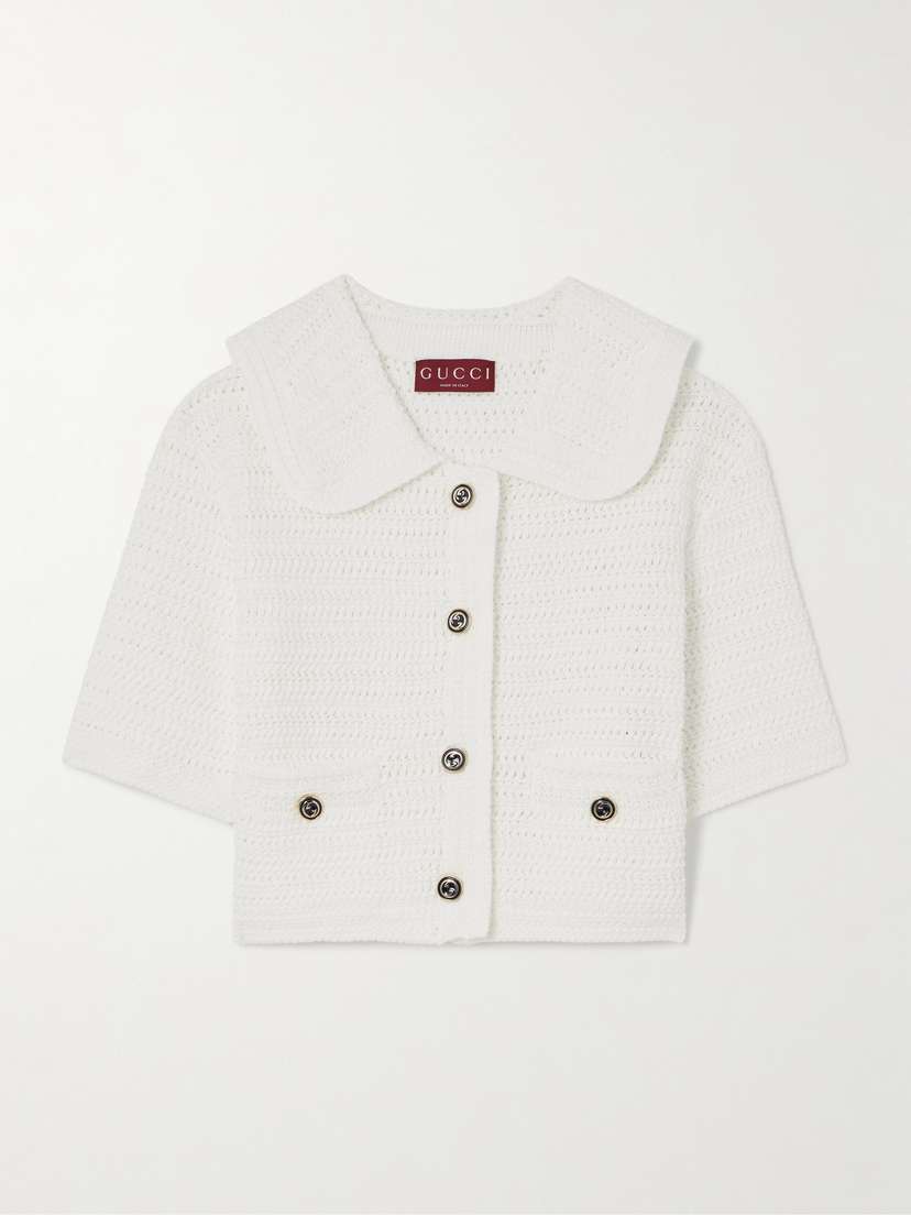 Gucci Open-knit Cotton Polo Shirt