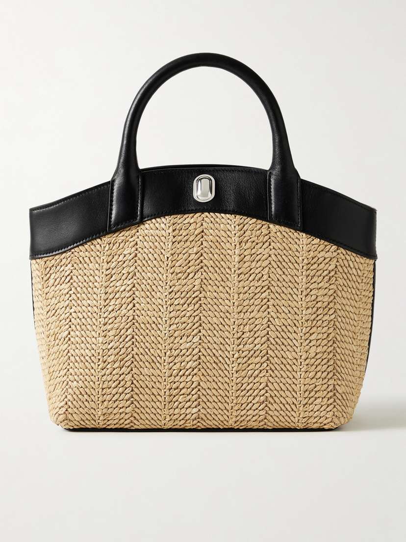 Savette Tondo Small Leather-trimmed Raffia Tote