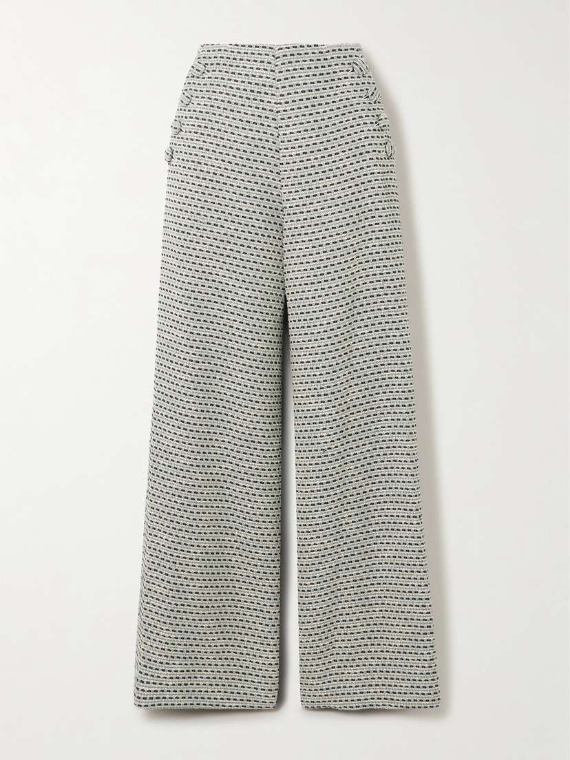 Lisa Marie Fernandez Metallic Cotton-blend Bouclé-tweed Wide-leg Pants