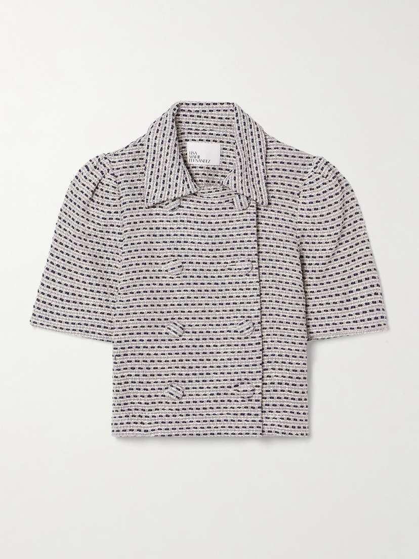 Lisa Marie Fernandez Double-breasted Metallic Cotton-blend Tweed Jacket