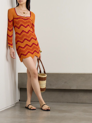 ESCVDO Sumac scalloped crocheted cotton mini dress