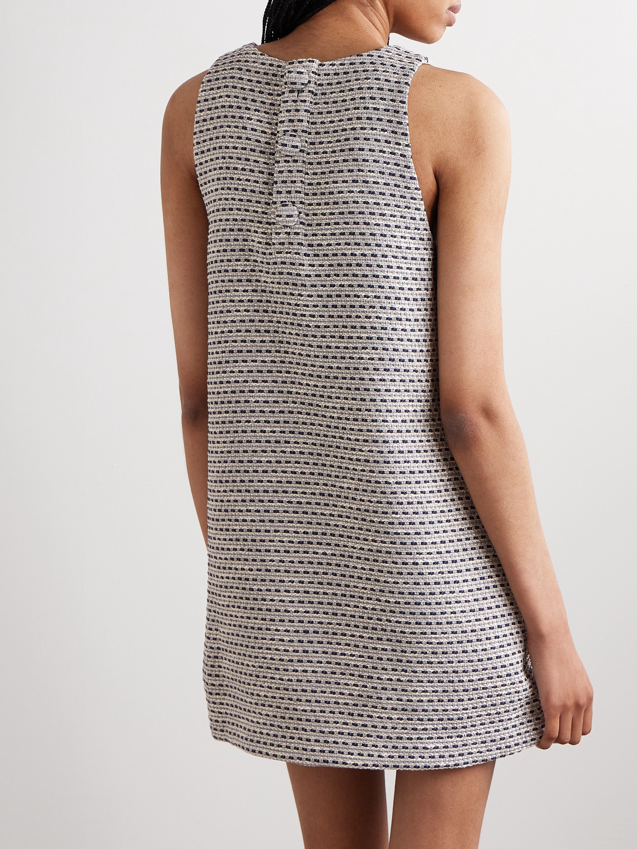 Lisa Marie Fernandez Metallic Cotton-blend Tweed Mini Dress In Blue