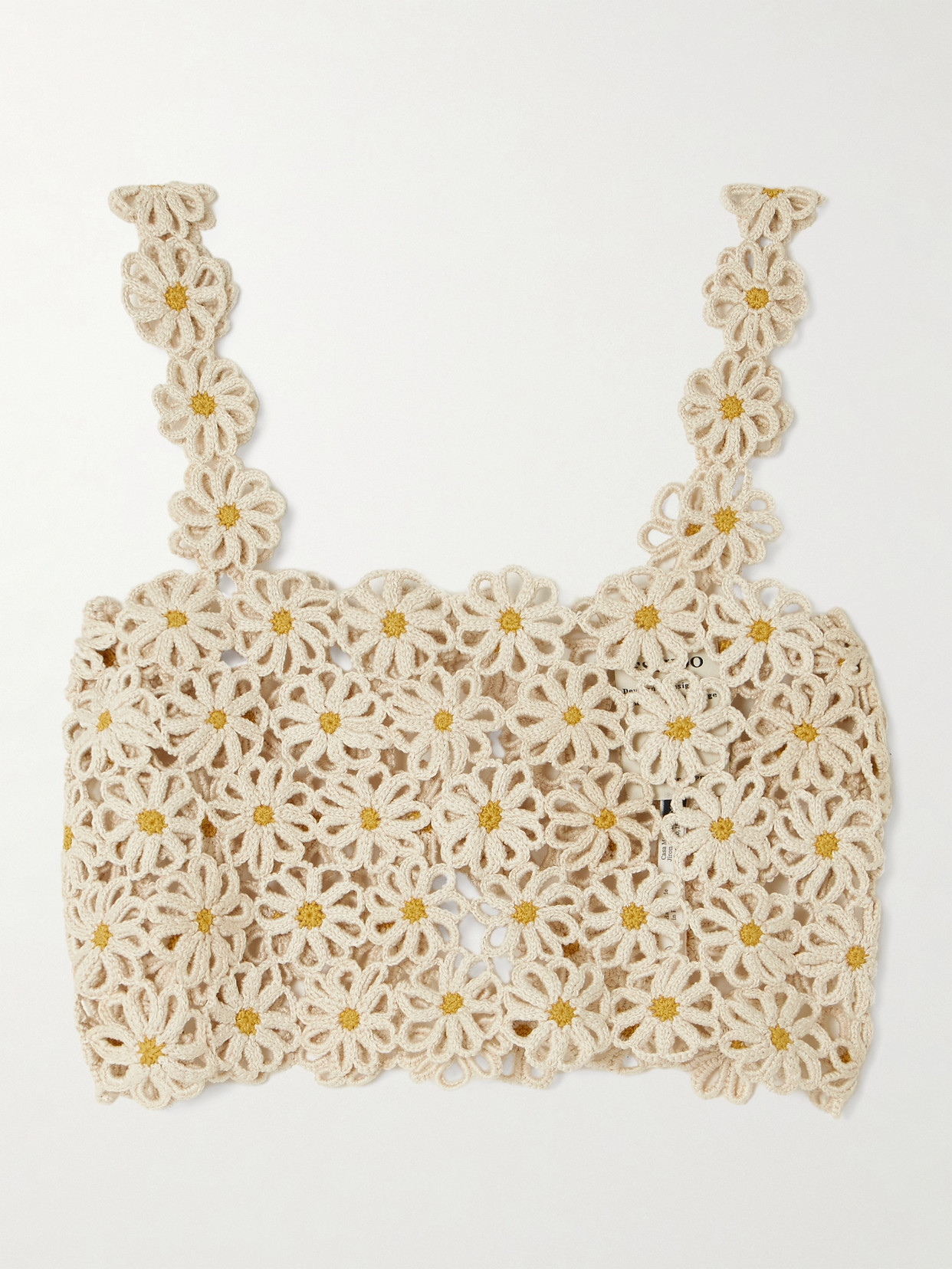 ESCVDO - Malu Cropped Crocheted Cotton Tank - Ivory