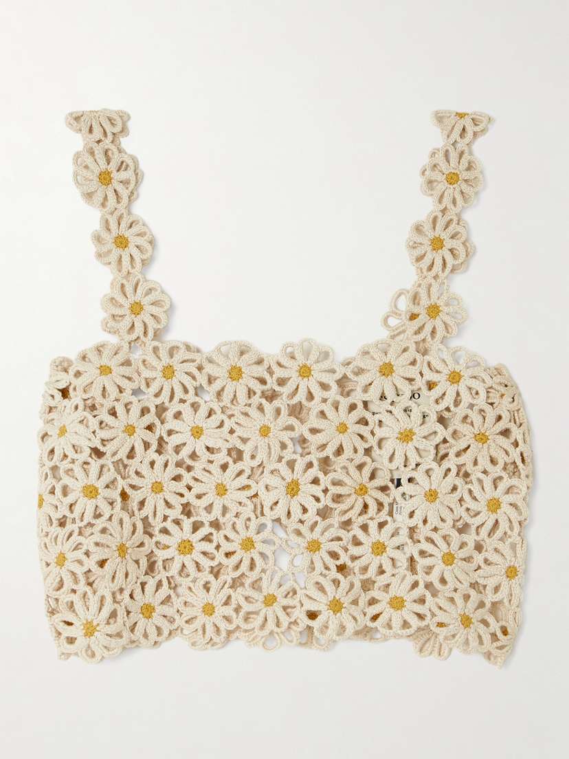 ESCVDO Malu Cropped Crocheted Cotton Tank