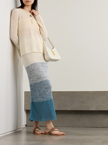 ESCVDO Litoral striped open-knit cotton midi skirt