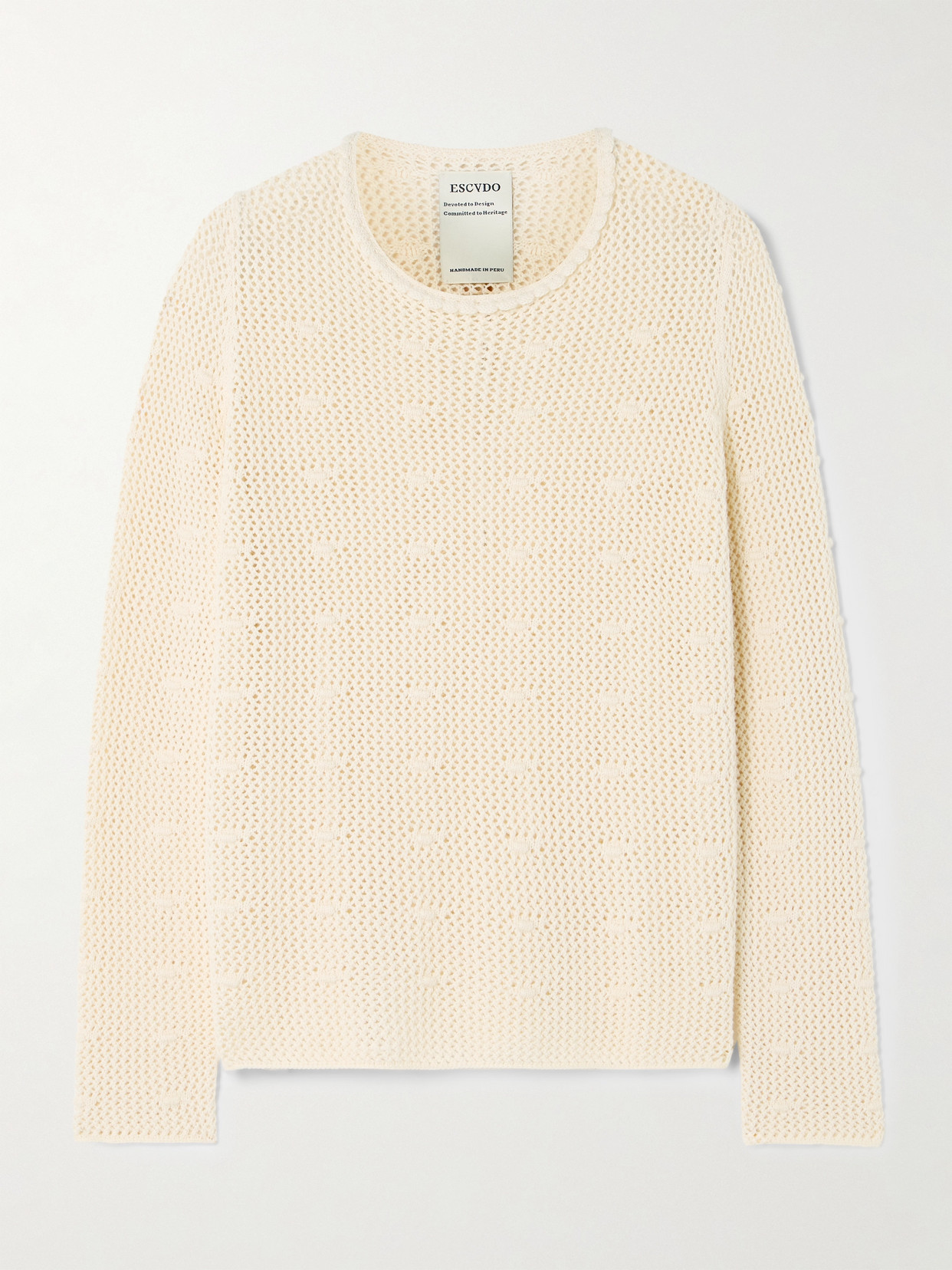 Escvdo Litoral Open-knit Cotton Top In Blue
