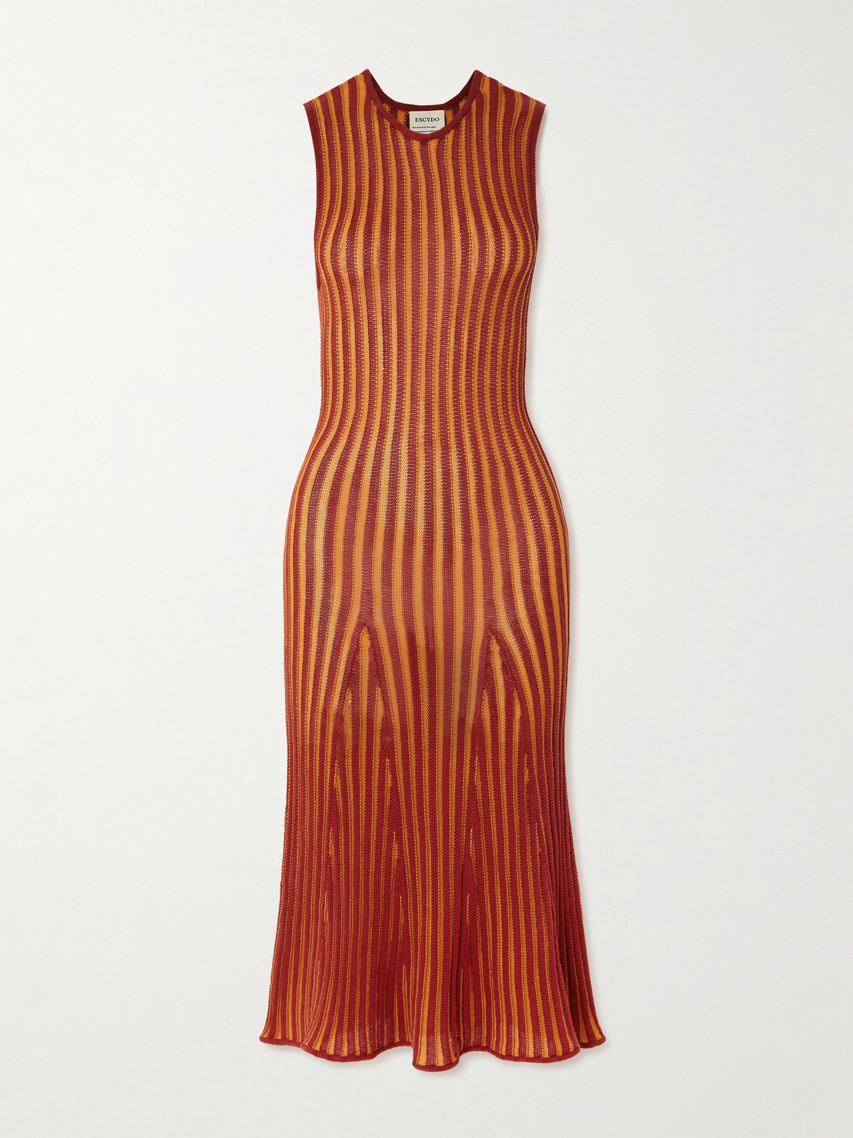 ESCVDO - Marina Ribbed-knit Midi Dress - Orange