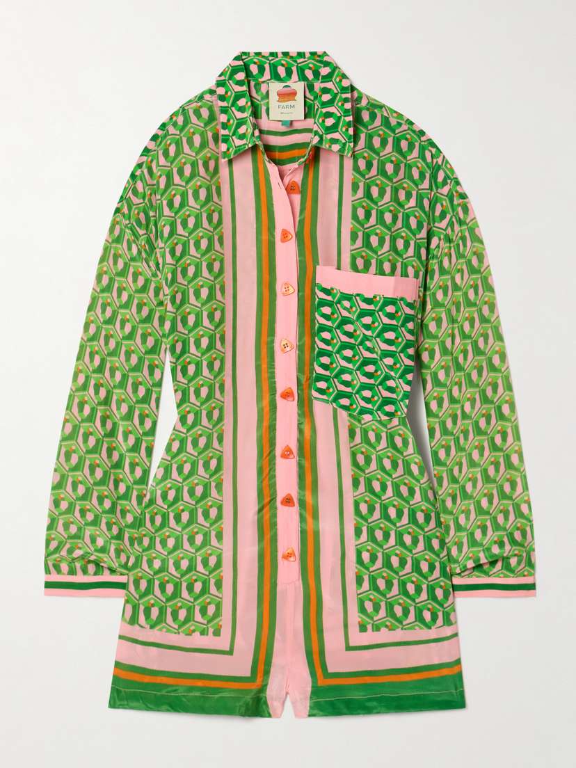 Farm Rio Printed Satin Playsuit - x large