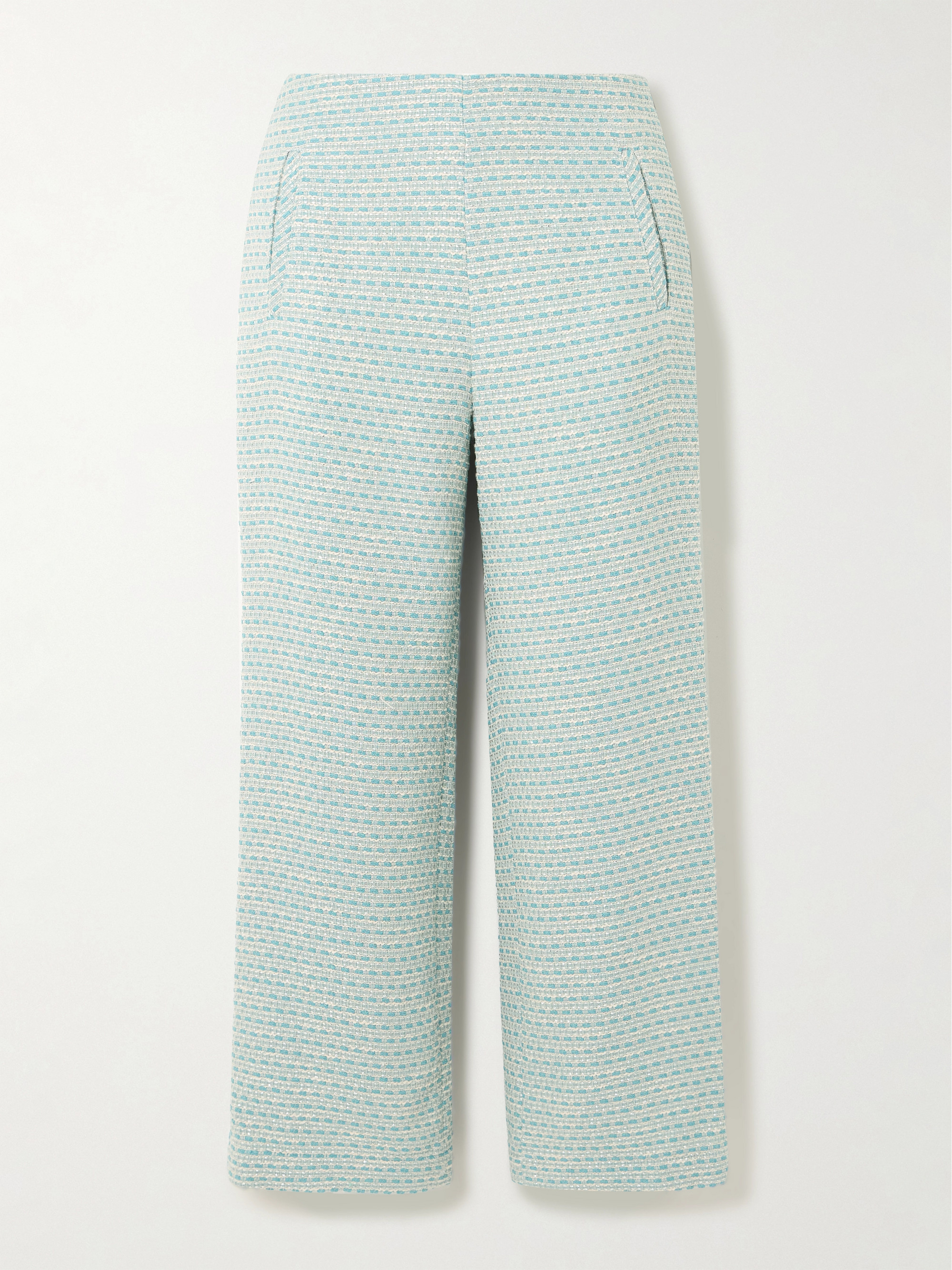 Lisa Marie Fernandez Cropped metallic cotton-blend bouclé-tweed straight-leg pants thumbnail