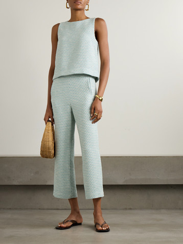 Lisa Marie Fernandez Cropped metallic cotton-blend bouclé-tweed straight-leg pants