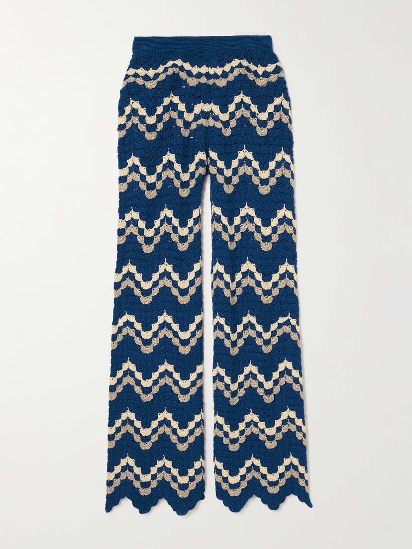 ESCVDO Safi Scalloped Crocheted Organic Cotton Bootcut Pants