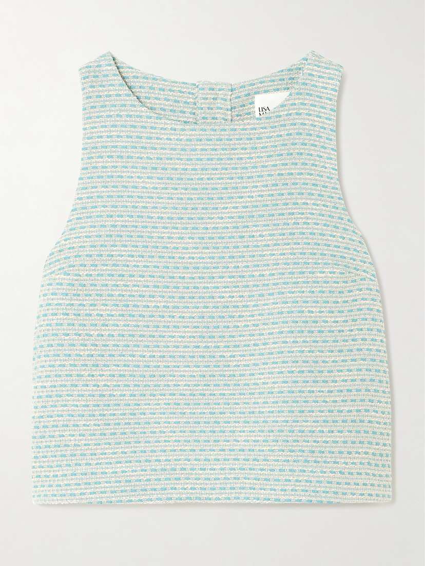 Lisa Marie Fernandez Metallic Cotton-blend Bouclé-tweed Top