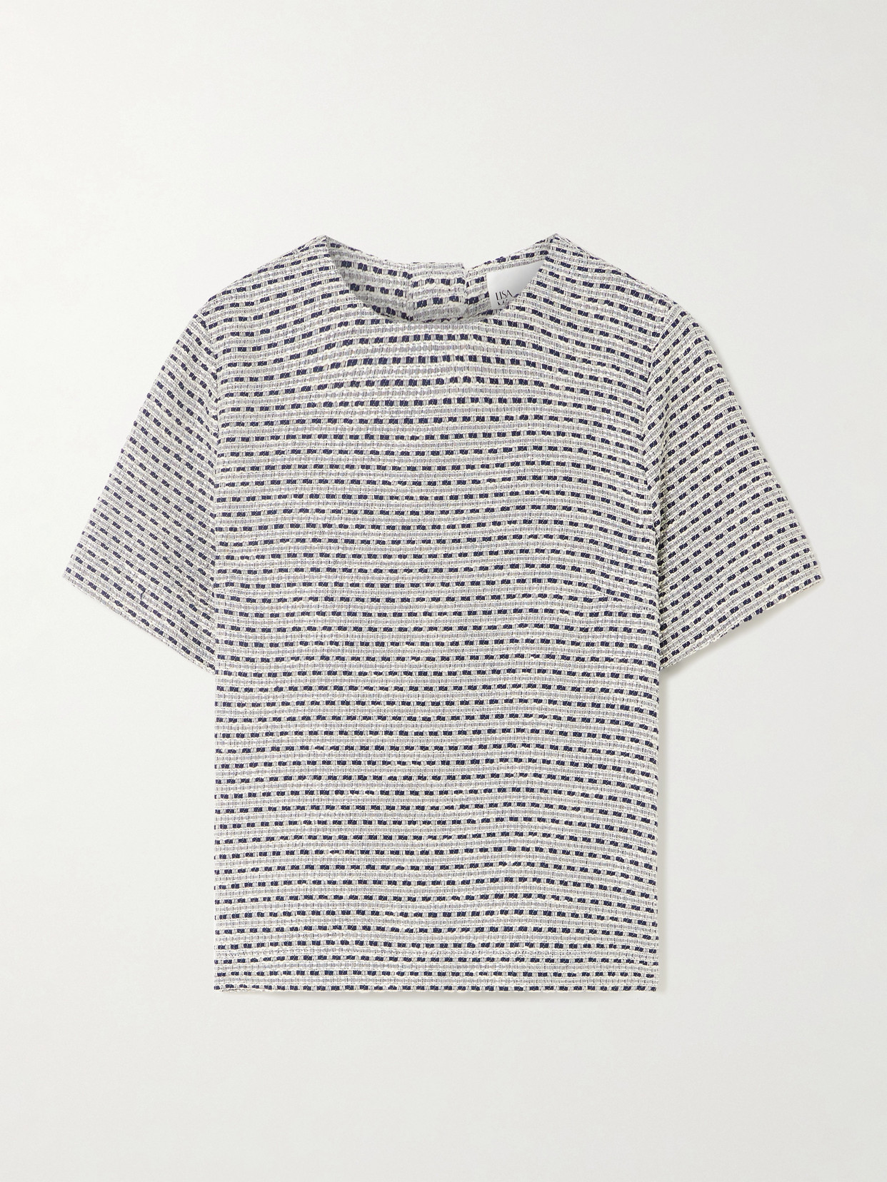 Lisa Marie Fernandez Metallic Cotton-blend Bouclé-tweed Top In Blue