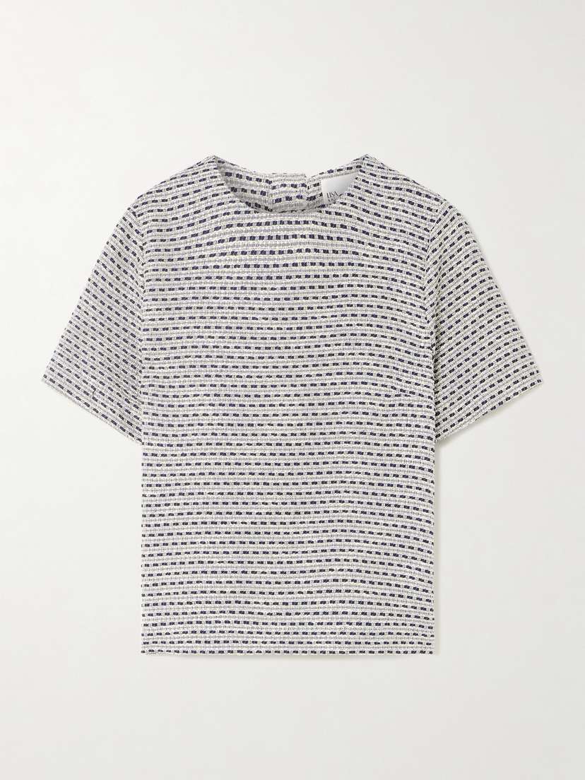 Lisa Marie Fernandez Metallic Cotton-blend Bouclé-tweed Top