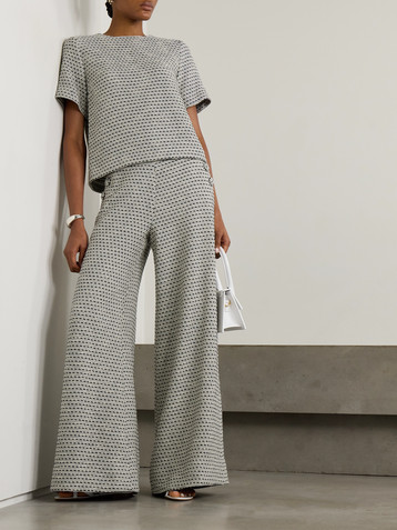 Lisa Marie Fernandez Metallic cotton-blend bouclé-tweed top