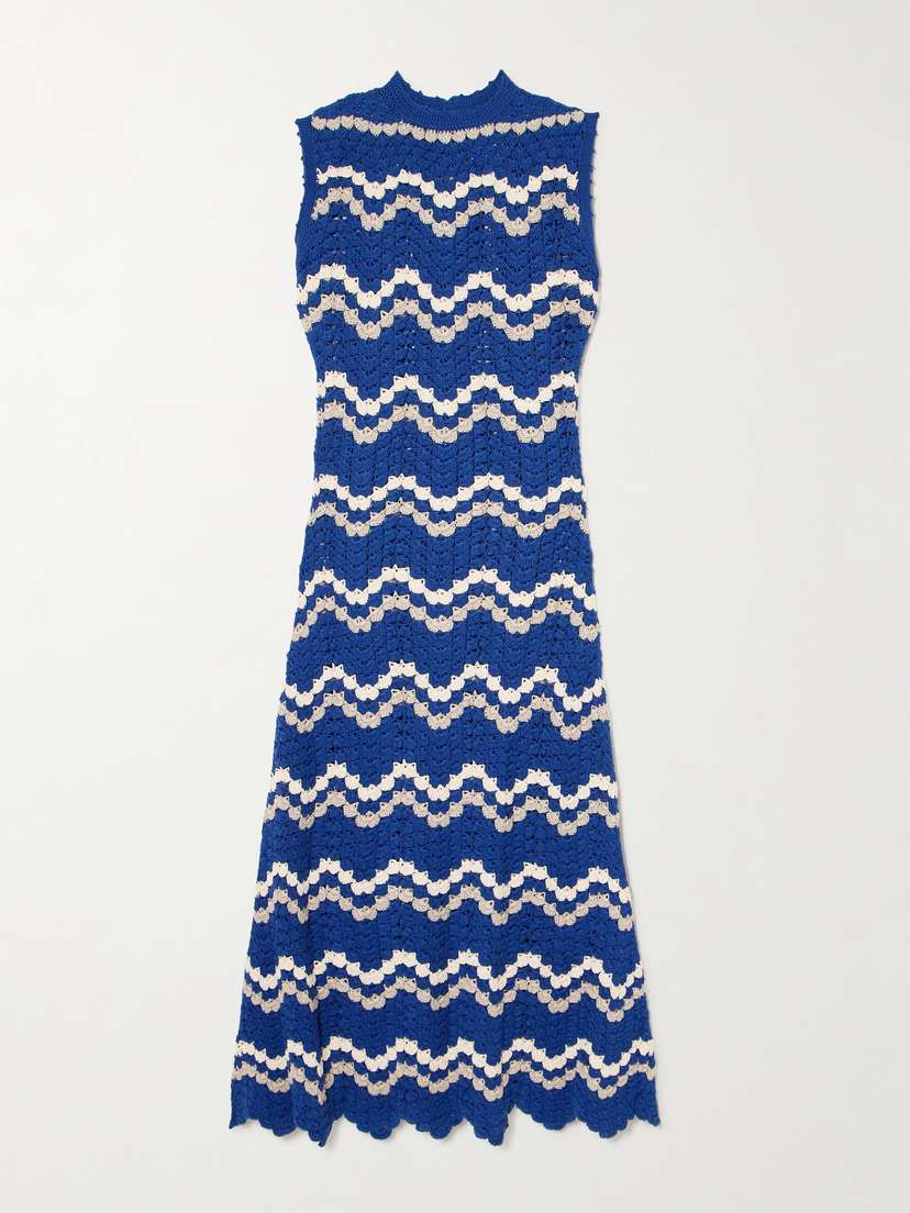 ESCVDO Amazonas Scalloped Crocheted Cotton Midi Dress - x small