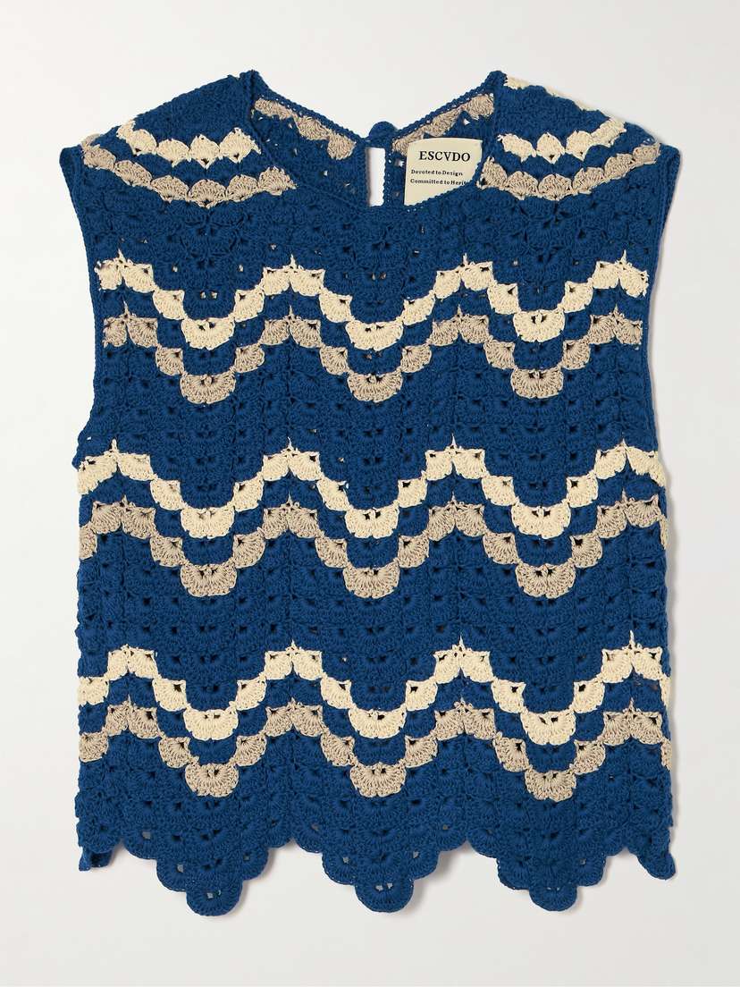 ESCVDO Safi Scalloped Cropped Crocheted Organic Cotton Tank