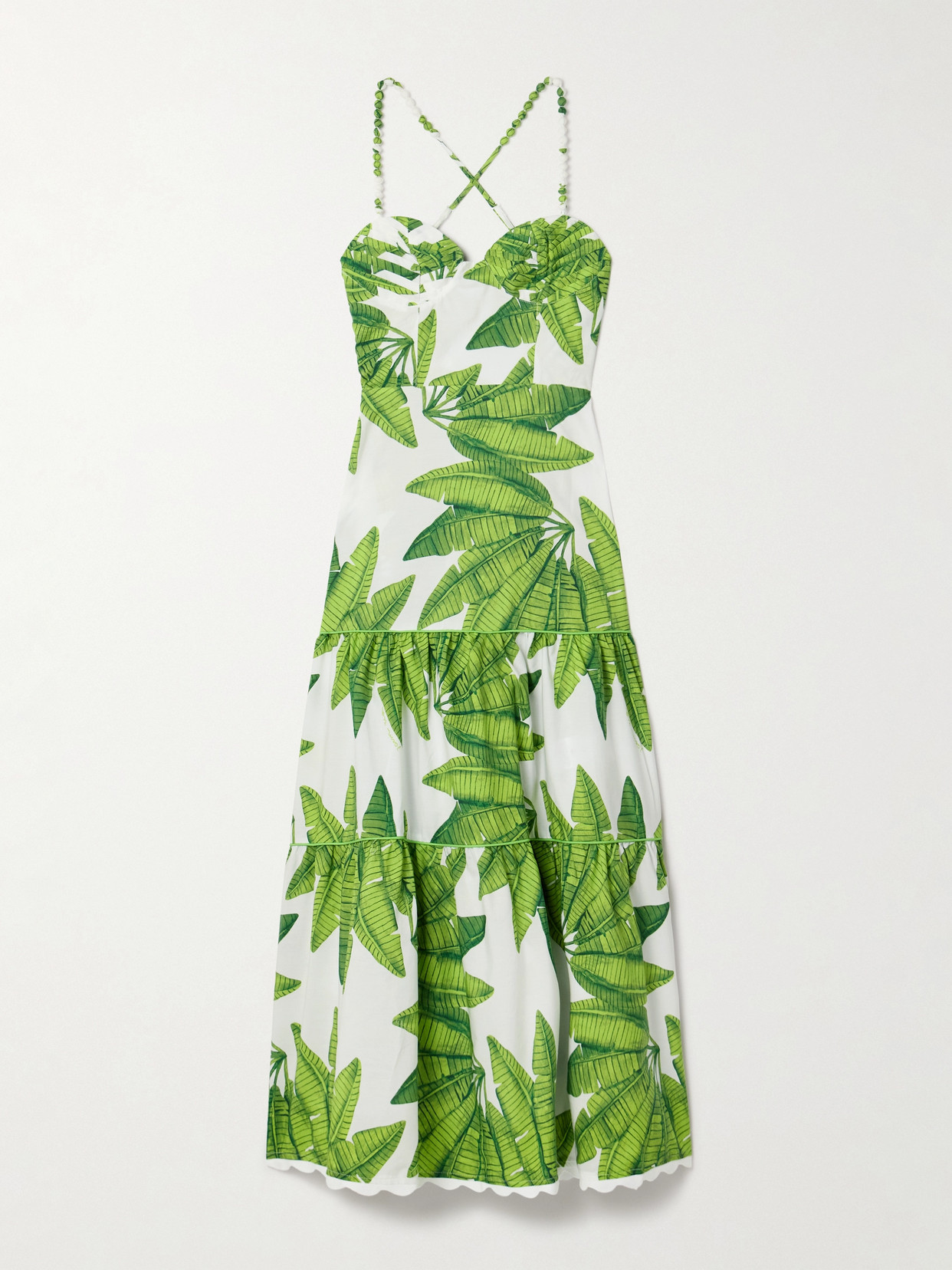Farm Rio Palm Fan Cotton Sundress In Green