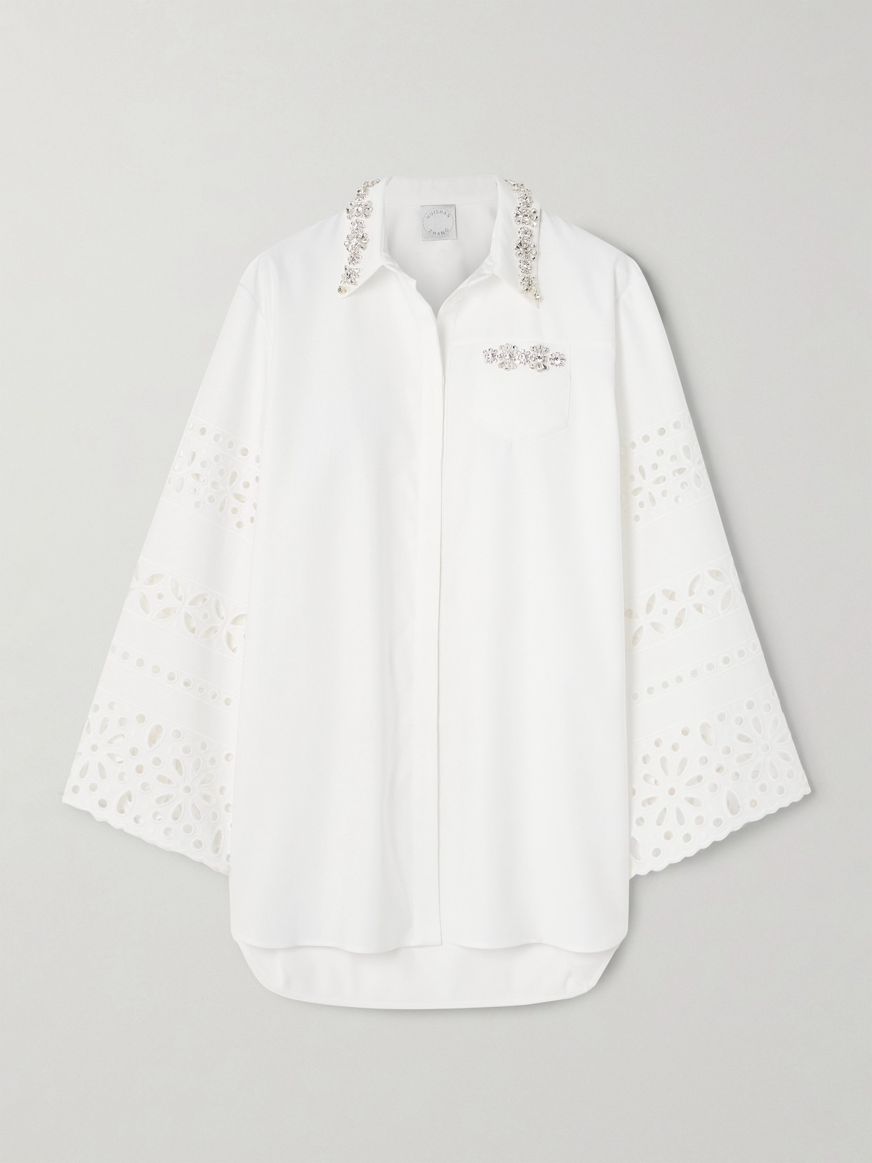 Huishan Zhang Logan Crystal-embellished Faille Shirt In White