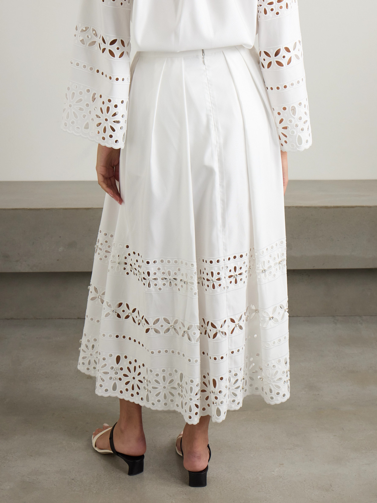 Huishan Zhang Avery Embellished Cut-out Faille Maxi Skirt In White