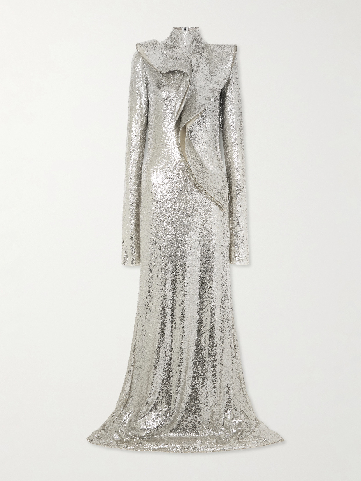 Maticevski - Orbital Ruffled Sequined Tulle Gown - Silver