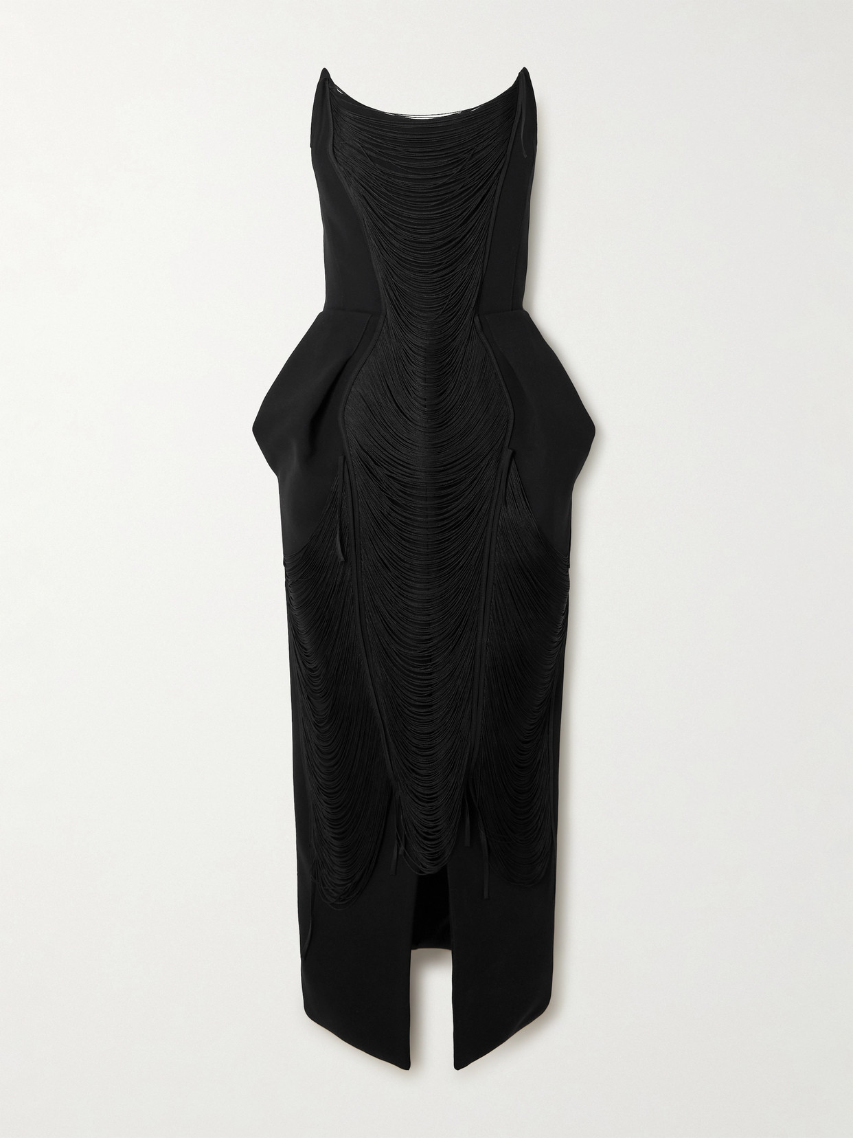 Maticevski - Pardon Strapless Fringed Crepe Gown - Black