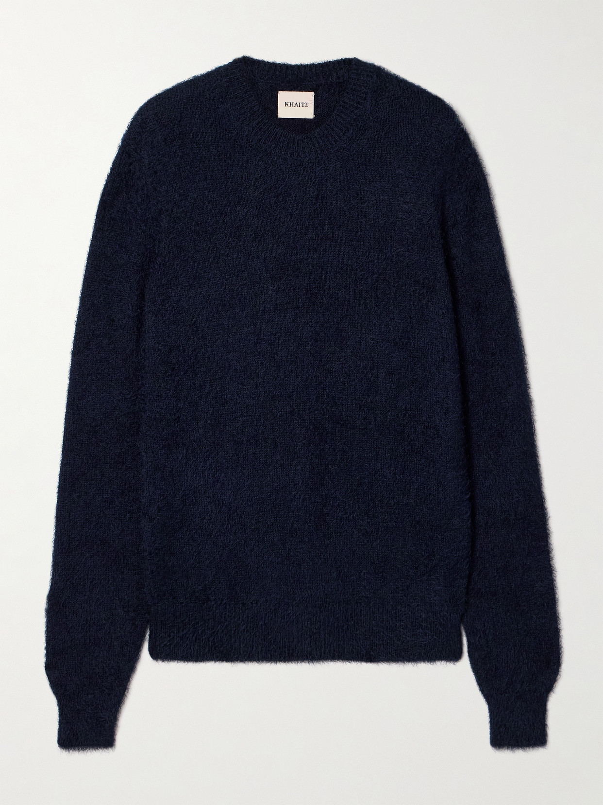 Khaite Irla Brushed Silk And Cashmere-blend Jumper In Blue
