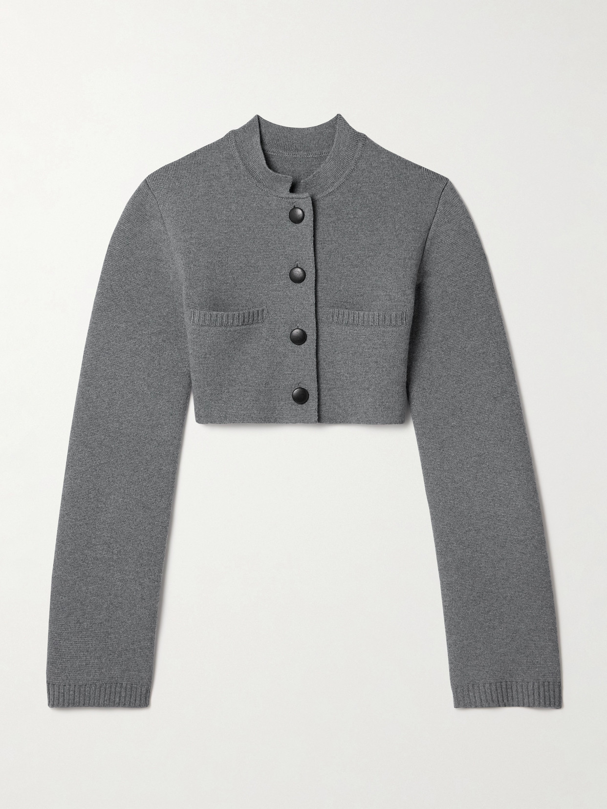 Khaite Ello Cropped Wool-blend Cardigan In Grey