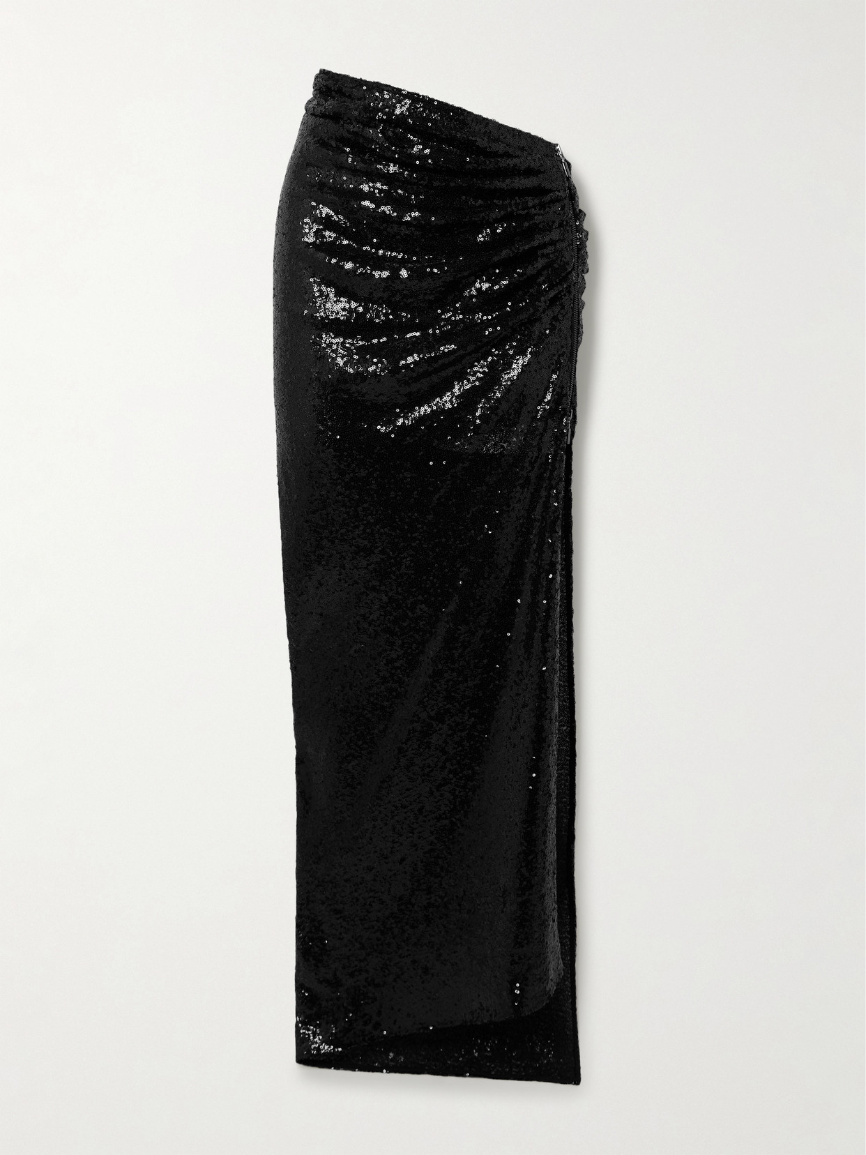 Maticevski - Luna Draped Sequined Mesh Maxi Skirt - Black