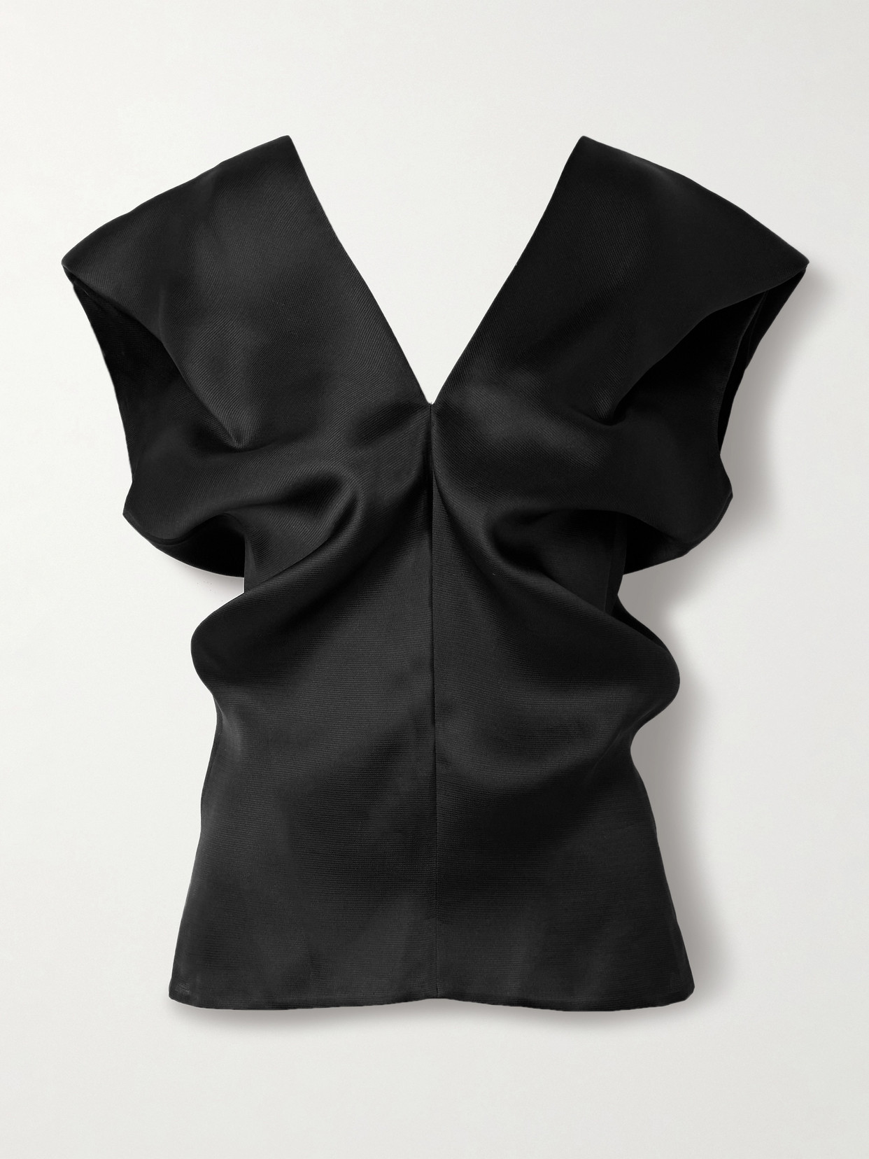 Khaite Ami Draped Silk-gazar Top In Black