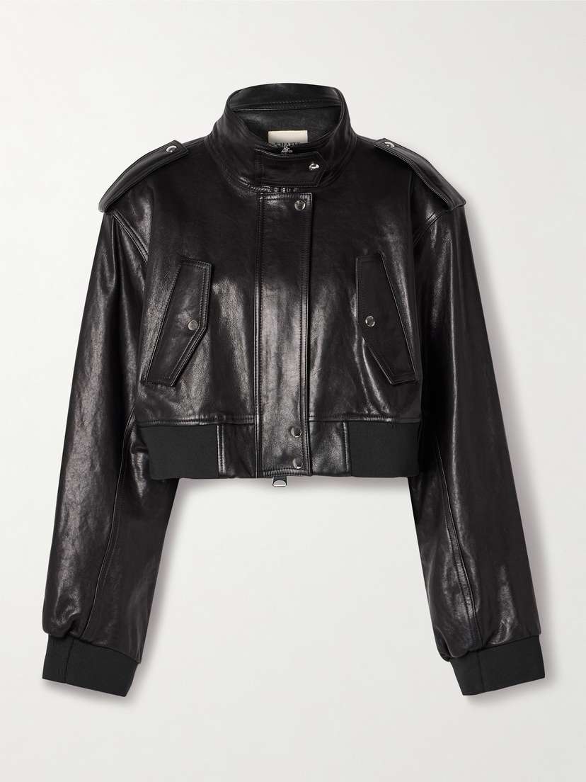 Khaite Kember Cropped Leather Bomber Jacket