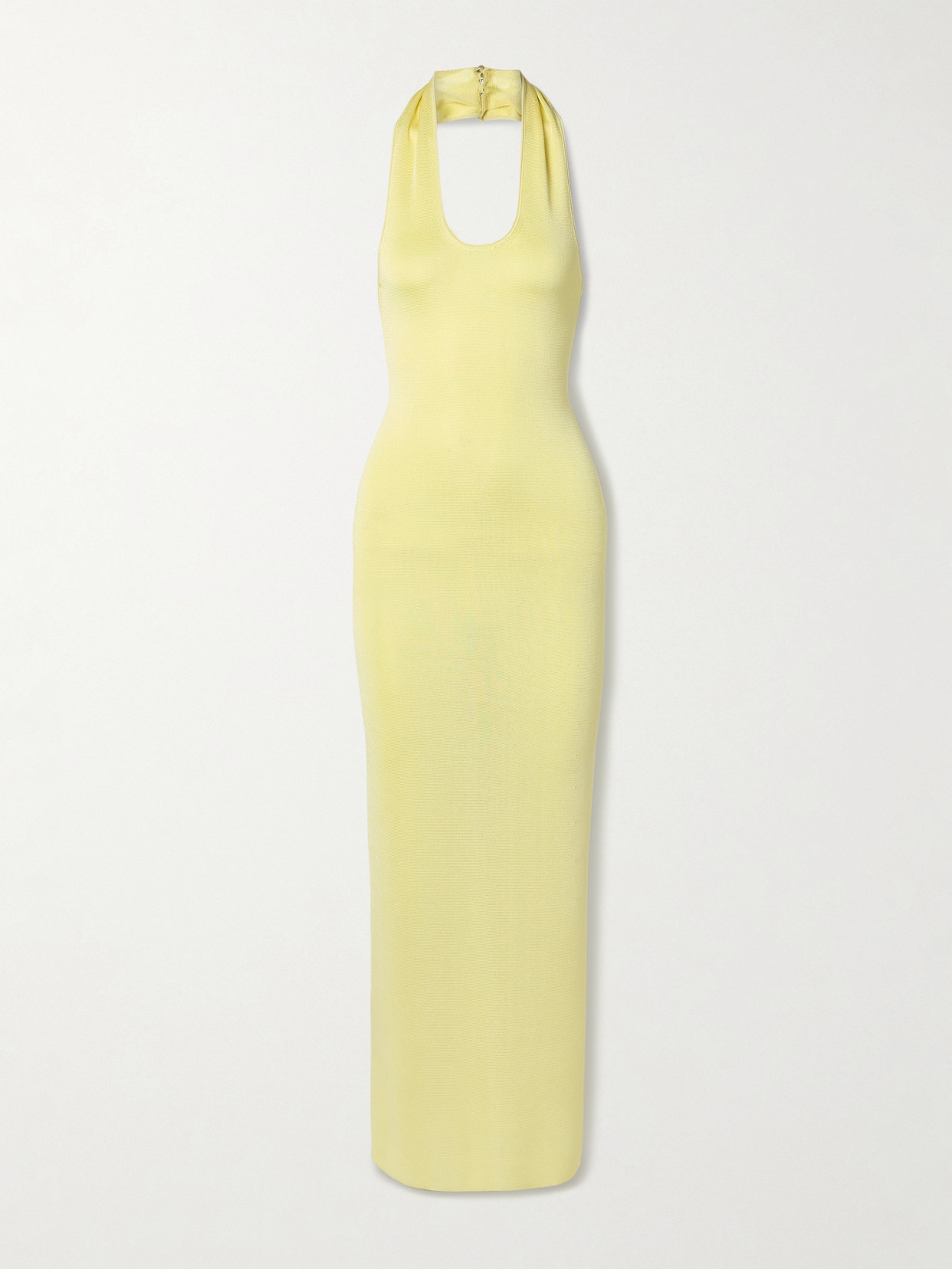 Khaite Coraline Jersey Halterneck Maxi Dress In Yellow