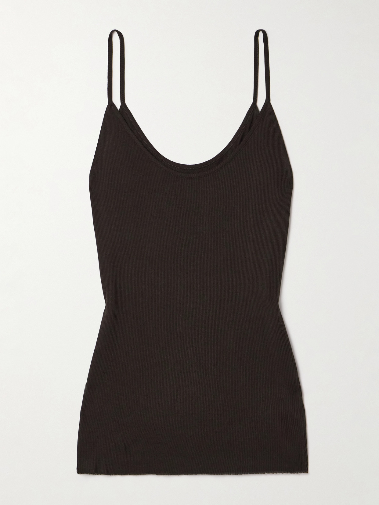 Khaite Selee Ribbed-knit Tank In Brown