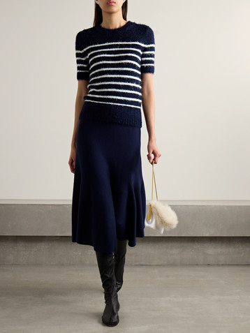 KHAITE Luphia striped silk and cashmere-blend T-shirt