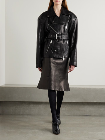 KHAITE Fabbie belted leather biker jacket