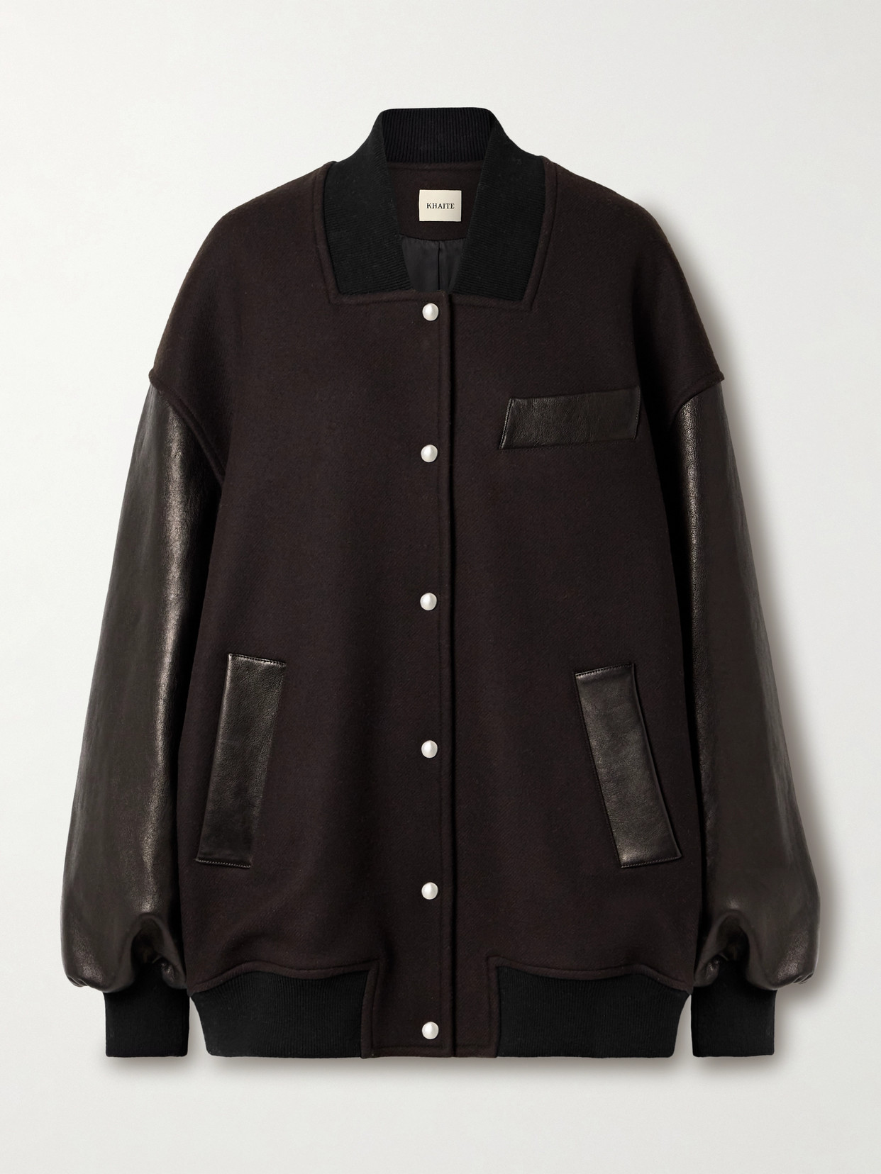 KHAITE - Spencer Wool-blend Felt And Leather Bomber Jacket - Brown